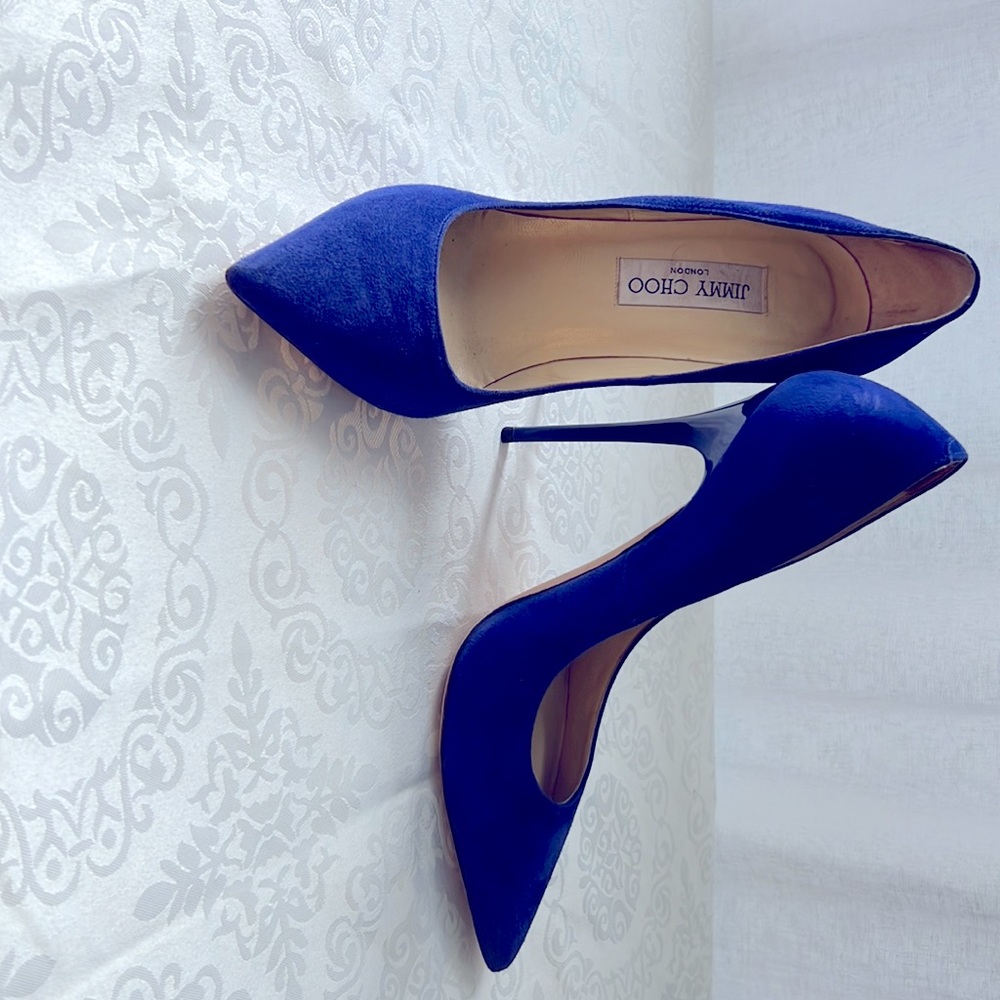 Jimmy Choo Blue Suede Silhettos